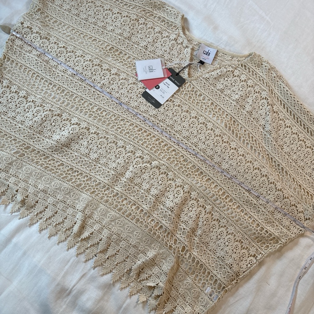 Cabi Love Carol Capri Crochet Lace Top #5026 NWT Natural Ivory 100% Cotton XS-XL - Picture 2 of 7